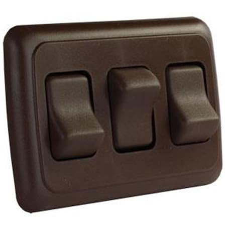 Jr Products JR PRODUCTS 12155 Triple Rocker Switch Assembly - Brown J45-12155